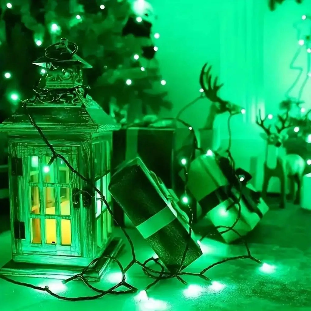 Solar Powered Green String Lights 8 Lighting Modes Waterproof Outdoor Zpaxo