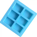 Square Soap Mold 6-compartment Non-stick Silicone Brownie Pan Zpaxo blue 1PC