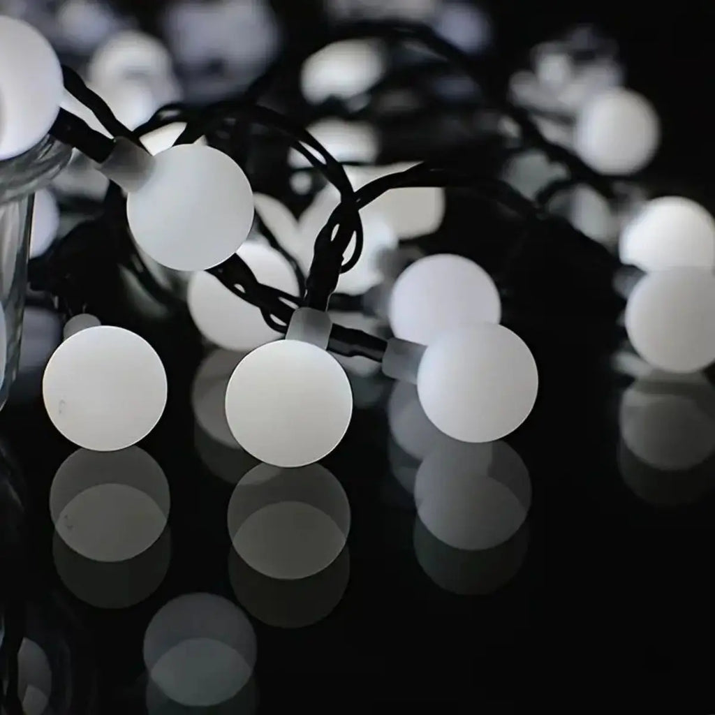 Frosted White Ball Light String Solar Outdoor Decorative Home Garden Zpaxo