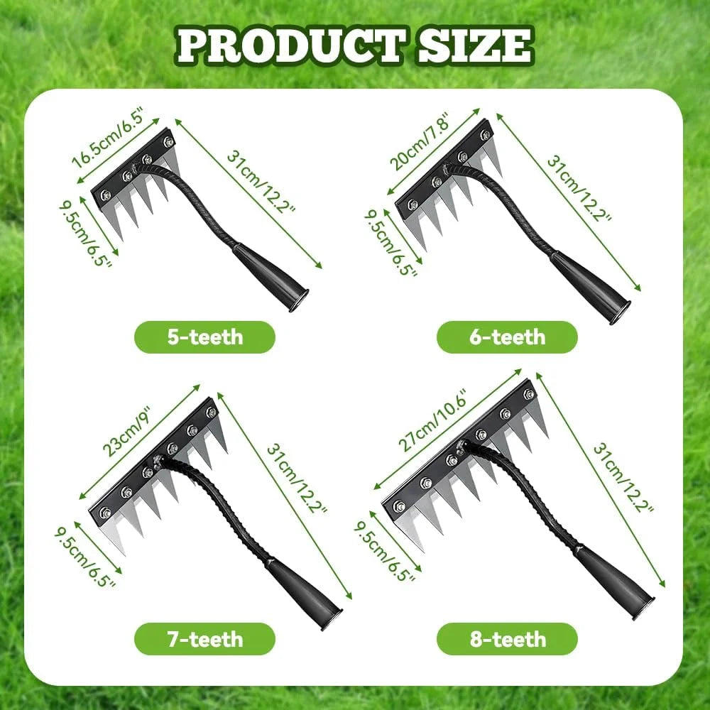 5/6/7/8 Tines Weed Puller Tool Garden Weed Pulling Tool Rake Alloy Steel Hand Weeder Tool Weed Remover Tool for Farm Backyard Zpaxo