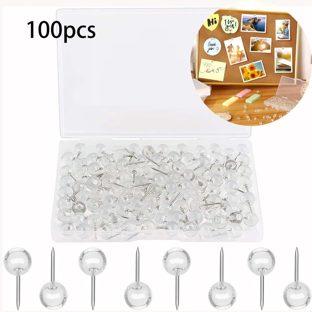 Transparent Push Pins for Cork Board – Round Ball Thumb Tacks Decorative Push Pins Zpaxo A