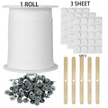 Candle Making Material Set,Candle Wicking 1 Roll, 3 Sheet Glue Points 5 Single Hole Wooden Fixers, 100 Small Wicking Buckles Zpaxo set 1