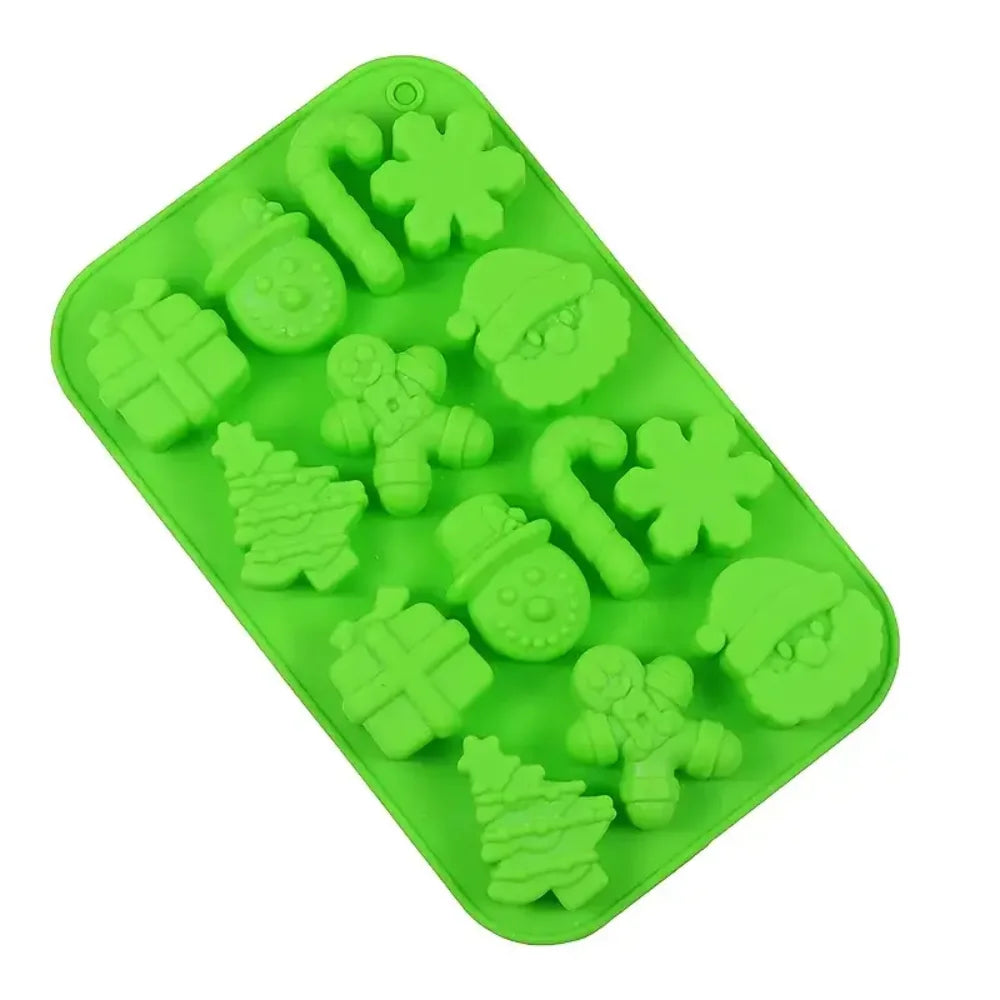 Christmas Silicone Chocolate Molds Candy Baking 3D Snowflake Canes Zpaxo green