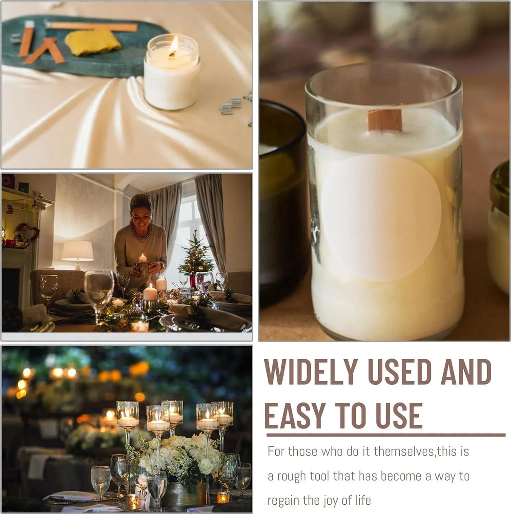 Wooden Candle Wicks Set – 20 Wood Wicks, Clips & Adhesive Dots Candle Making Wicks Zpaxo