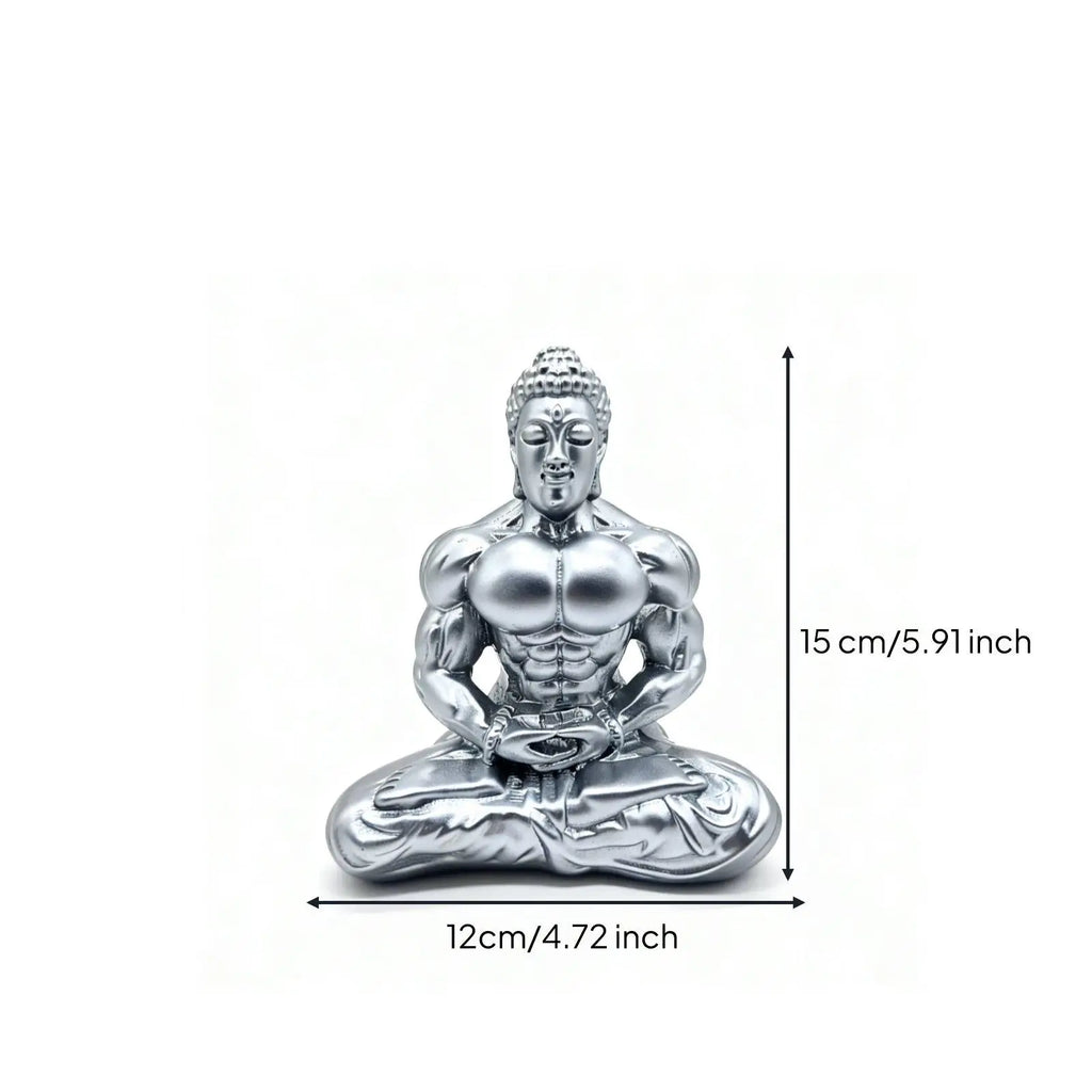 Muscle Buddha Ornament Creative Muscular Buddha Statue Hand-Polished Resin Desktop Ornament for Fitness Enthusiasts Bodybuilders Zpaxo Silver
