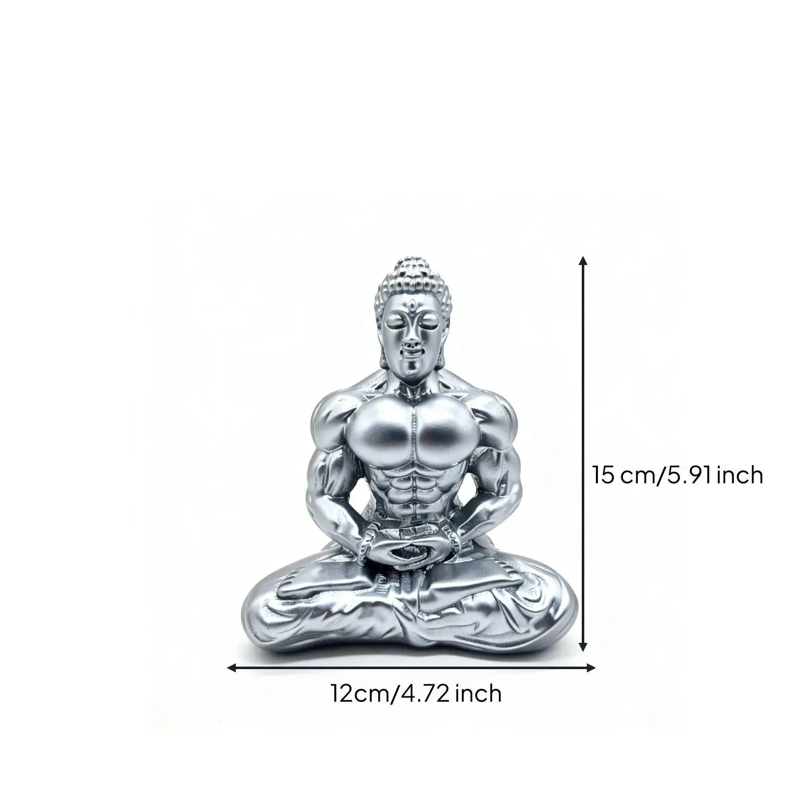 Muscle Buddha Ornament Creative Muscular Buddha Statue Hand-Polished Resin Desktop Ornament for Fitness Enthusiasts Bodybuilders Zpaxo Silver