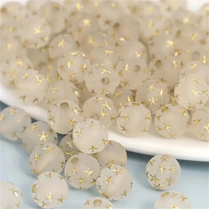 100pcs 8mm Vintage Acrylic Love Star Beads Set for DIY Bracelets & Necklaces - Jewelry Making Supplies Zpaxo color 1
