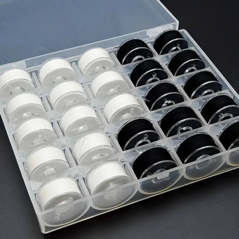 25/PCS/BOX Wound Sewing Thread , Black and White Home Sewing Spools Tools, Replacement Bobbins for Home Sewing Machines Zpaxo 1 Box mixed