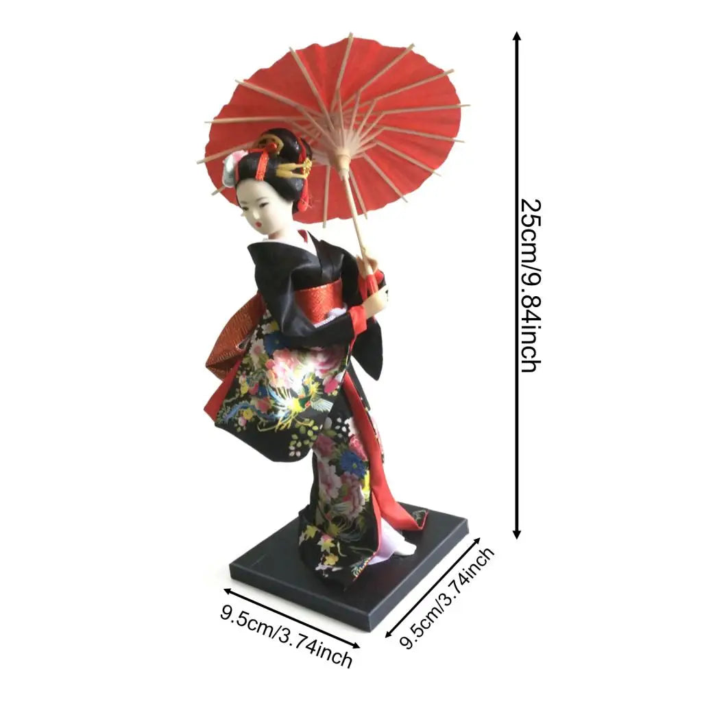 Japanese Geisha 9" Free Standing Oriental Ancient Kabuki Girl Statue Kimono Dolls Ornament for Shelf Table Home Office Decor Zpaxo Style O