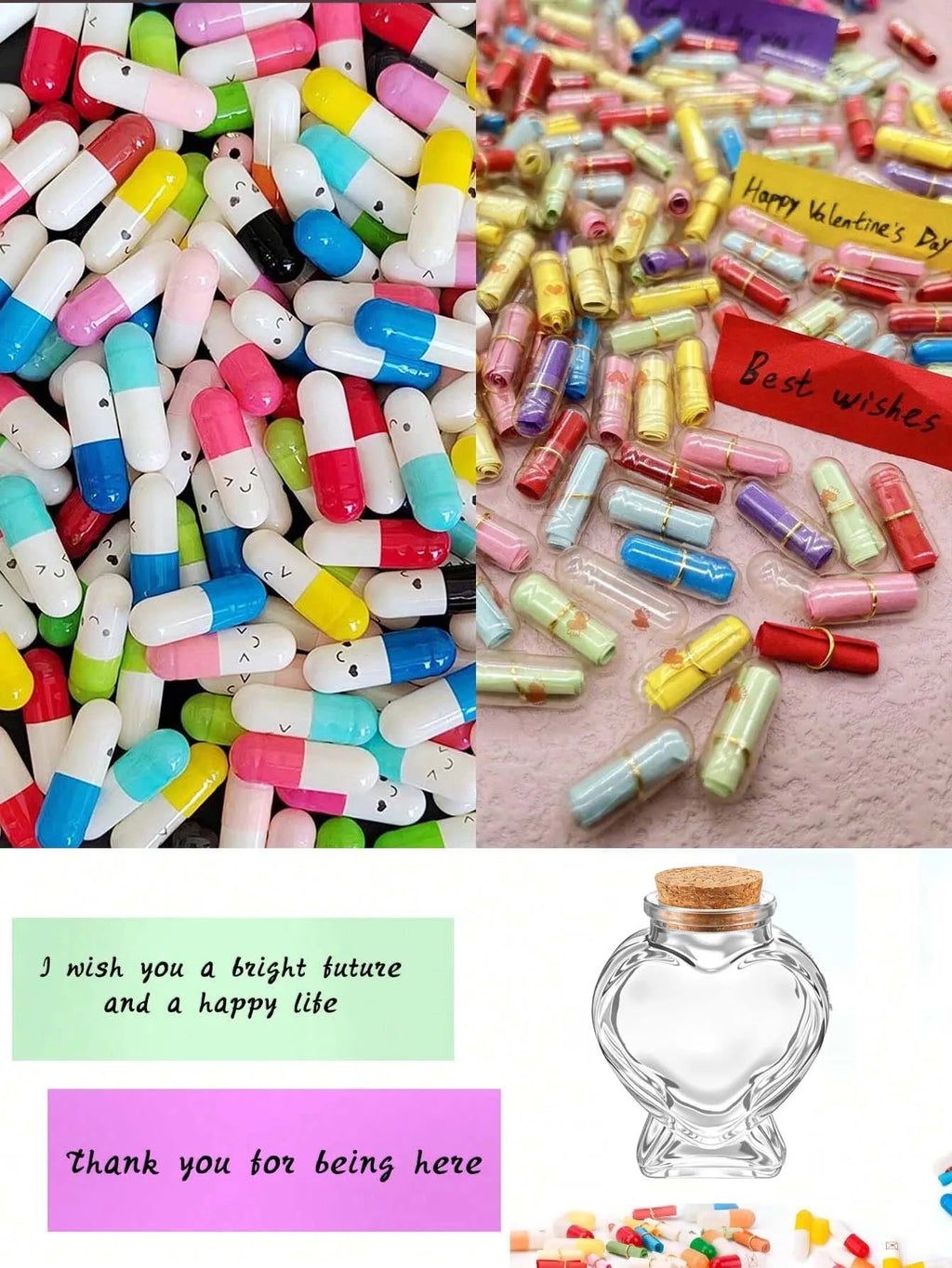 50pcs Message Capsule Love Pills – DIY Valentine's Notes & Wishes DIY Gift Capsules Zpaxo