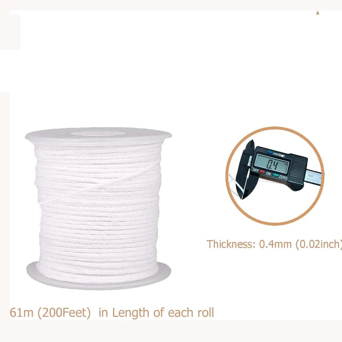 2 Rolls Candle Wick 61m Cotton Candlewick Core Braided Wick for Candle DIY and Making Zpaxo