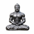 Resin Muscular Buddha Statue Creative Design Bodybuilder Buddha Figurine Vintage Style Meditating Muscle Man Statue for Fitness Zpaxo Cast Iron Black