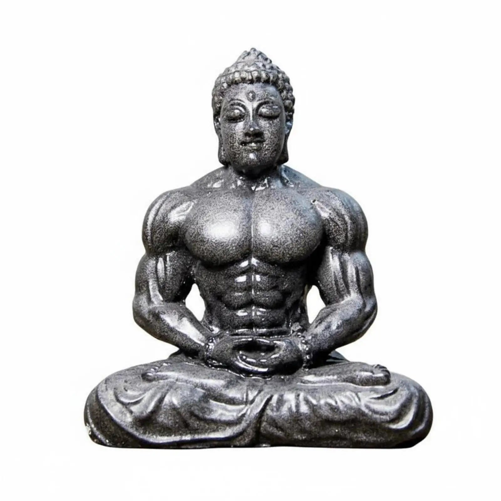 Resin Muscular Buddha Statue Creative Design Bodybuilder Buddha Figurine Vintage Style Meditating Muscle Man Statue for Fitness Zpaxo Cast Iron Black