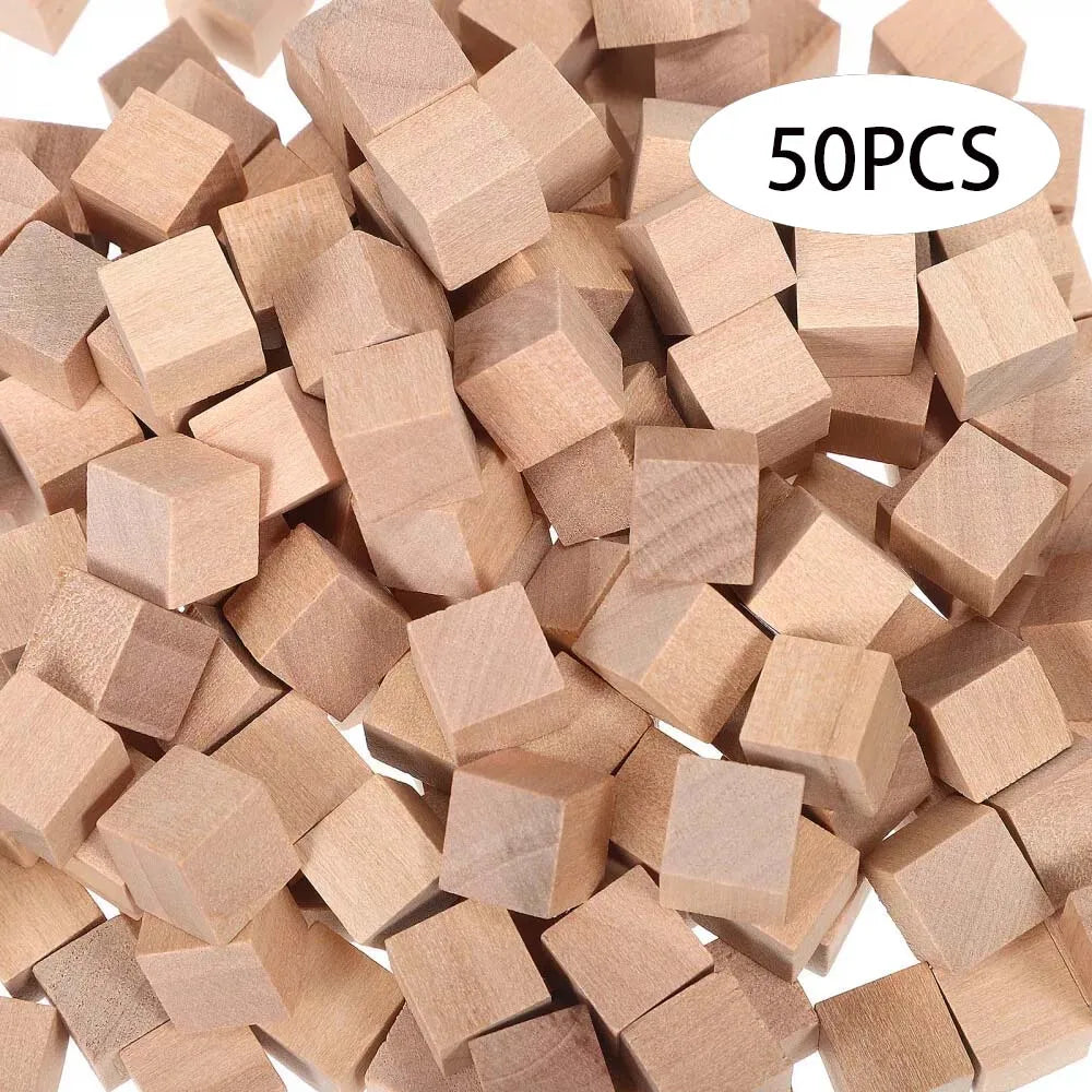 50/100 pcs Wooden Cubes Small Wooden Blocks DIY Craft Blocks Blank Cubes Solid Wood Zpaxo 50PCS