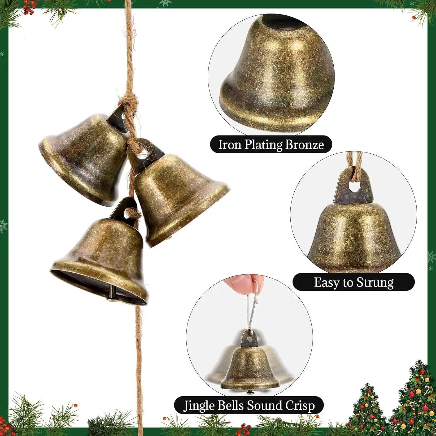 5-Pack Vintage Bronze Jingle Bells – Christmas & Wedding Decor Decorative Jingle Bells Zpaxo