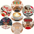 Charming 6-piece Wooden Christmas Coasters Suitable Round Design Zpaxo 6PCS