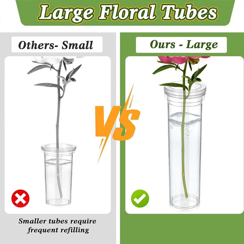 5/20/40Pcs Floral Water Tubes Clear Plastic Flower Vials with Caps for Flower Arrangement Decoration Zpaxo