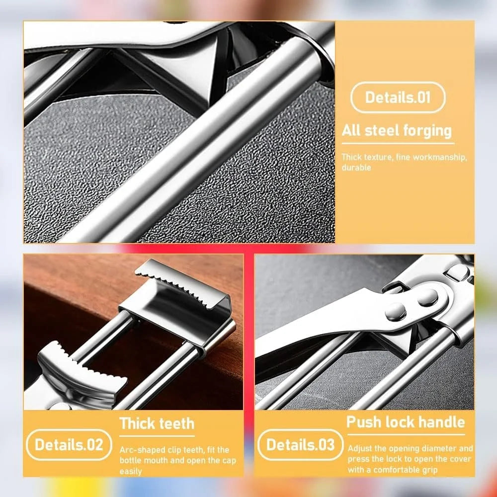 1 Non-slip Stainless Steel Can Opener Adjustable Bottle Zpaxo