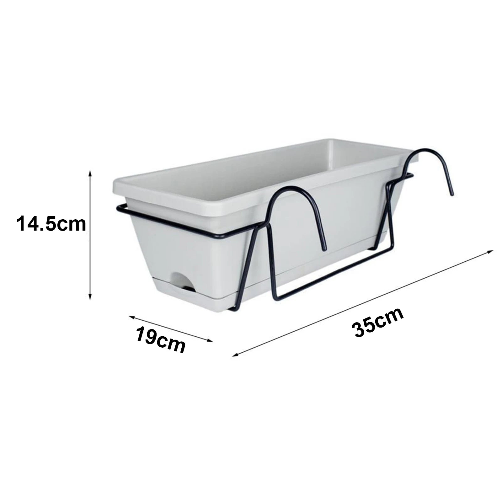 Hanging Planter For Balcony Railing Planter Ornament Hanging Flower Pot Window Box Planter for Farmhouse Rectangular Plant Baske Zpaxo White