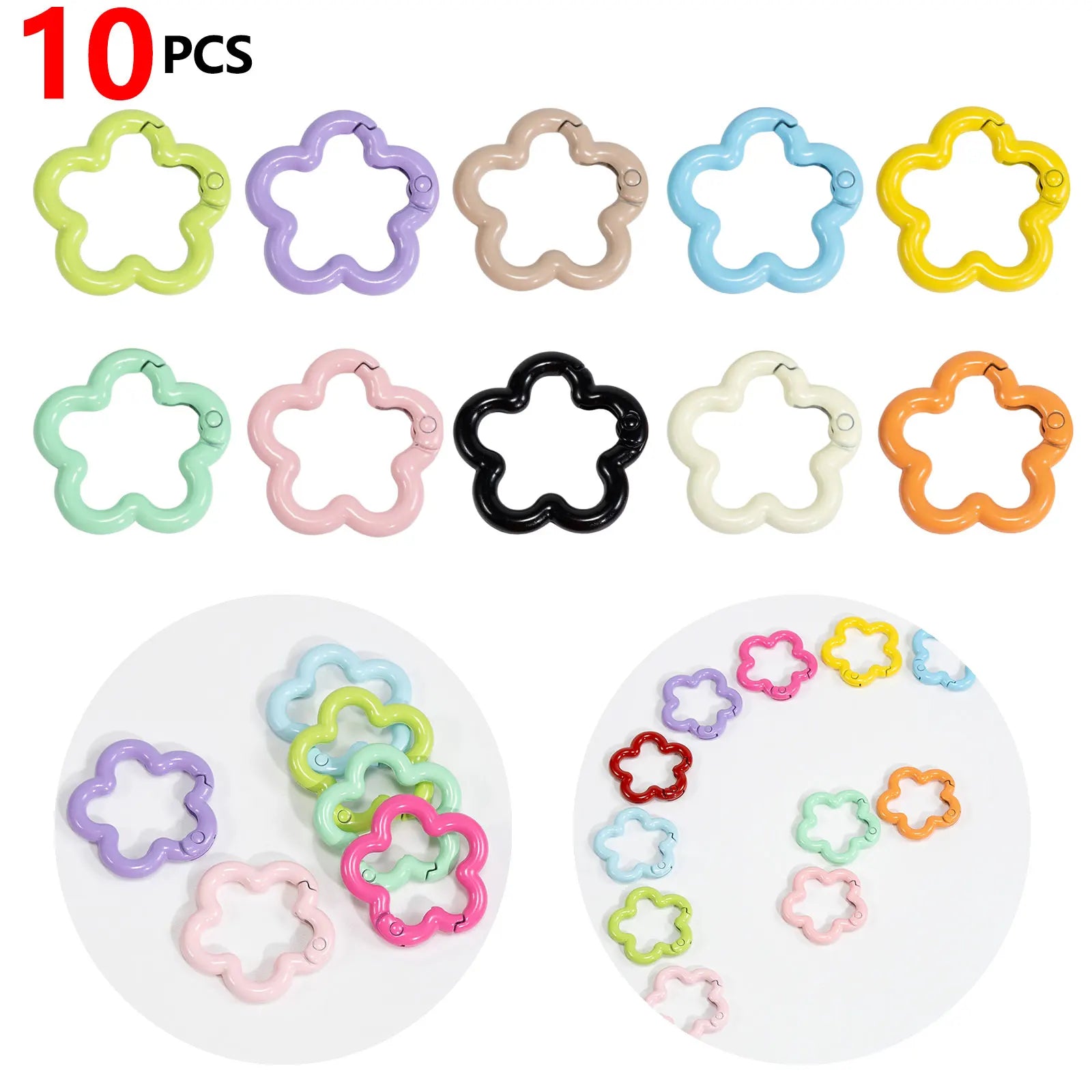 10 PCS Aluminum Alloy Flower Shape Outdoor Keychain, Bright Color, Multi-functional pop-up fob for DIY Jewelry Zpaxo 10PCS