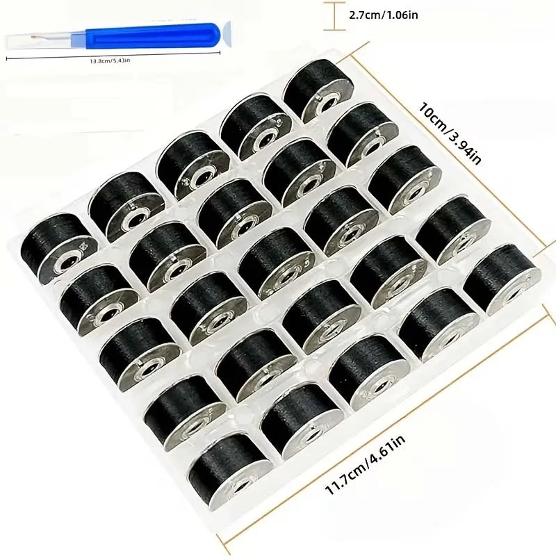 Embroidery Sewing Machine Bobbins for Brother, 90WT Class 15 Plastic Size A SA156 60S/2 Prewound Bobbins, 25pcs Thread Bob Zpaxo