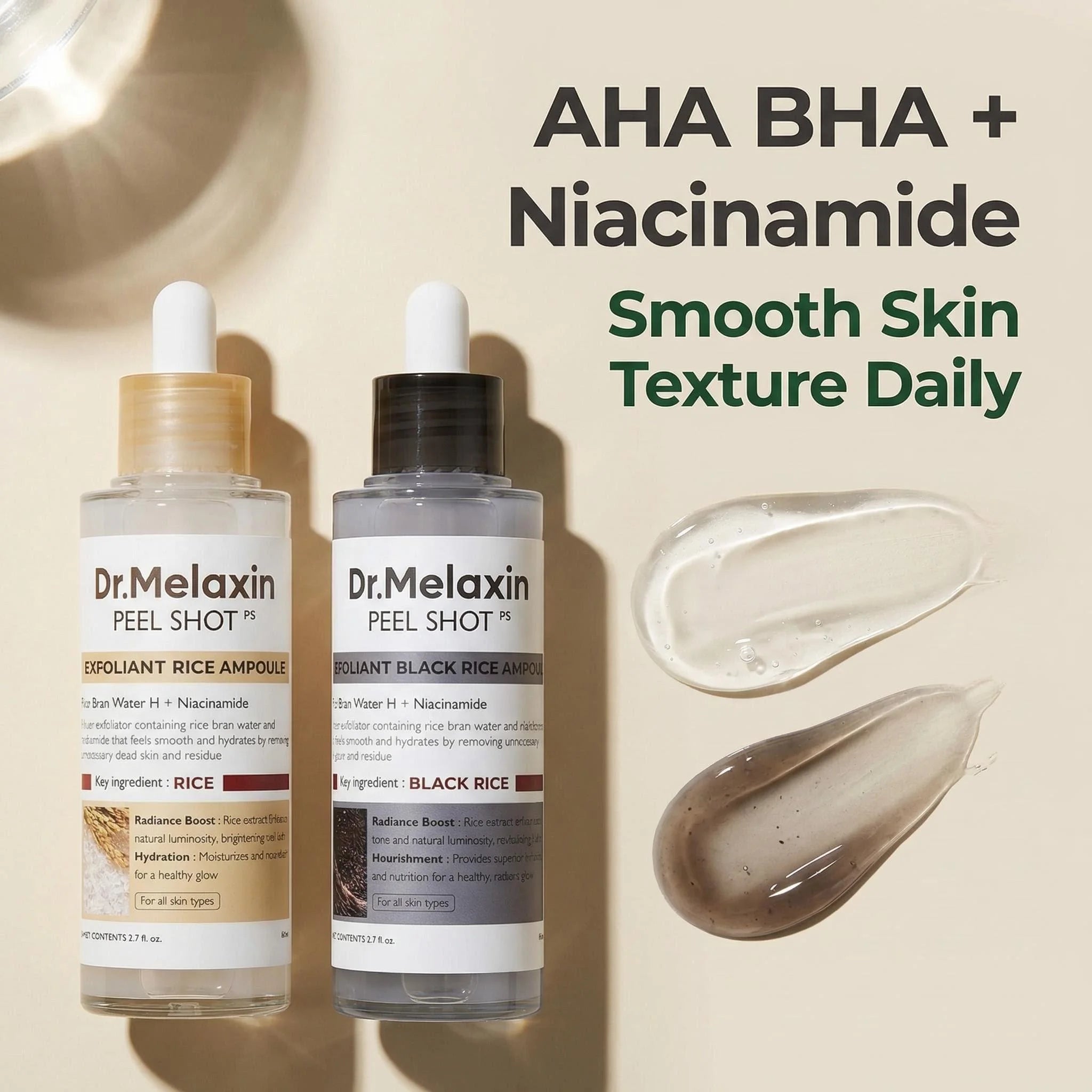 Black Rice Exfoliating Ampoule 80ml – AHA BHA Niacinamide Serum Exfoliating Face Serum Zpaxo