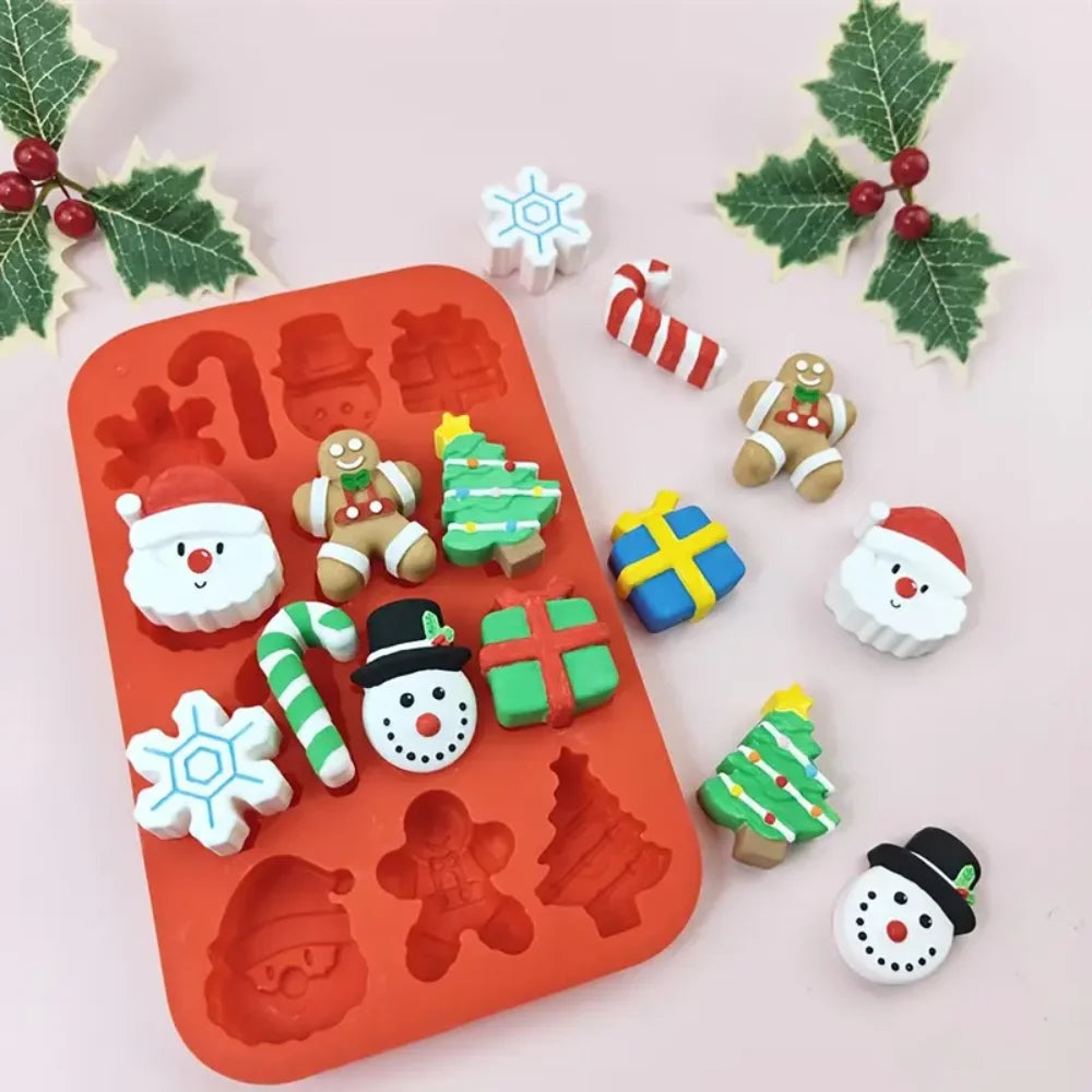 Christmas Silicone Chocolate Molds Candy Baking 3D Snowflake Canes Zpaxo