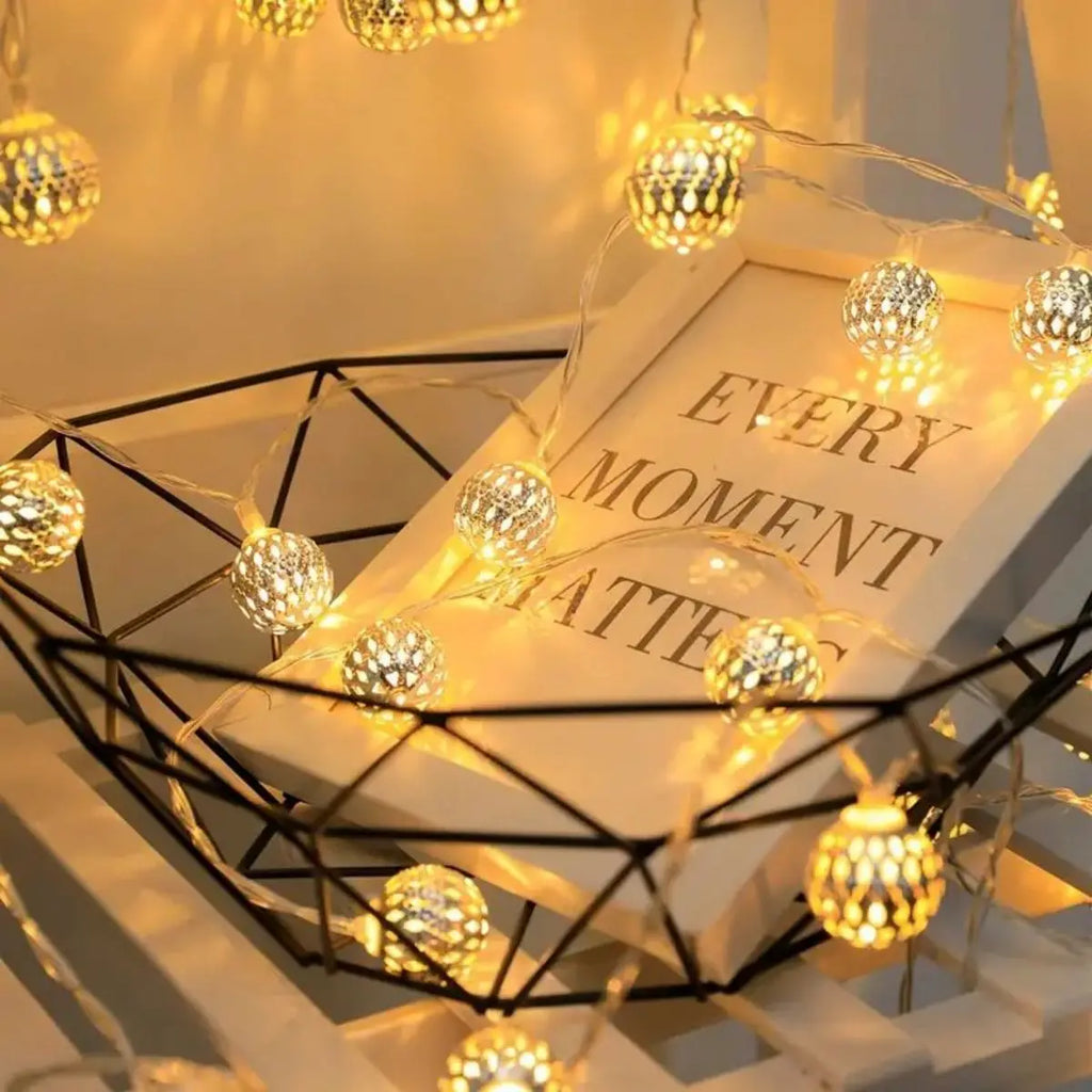 Metal String Lights Moroccan Ball Lamp Yard Light Spring Gift-NOT Zpaxo