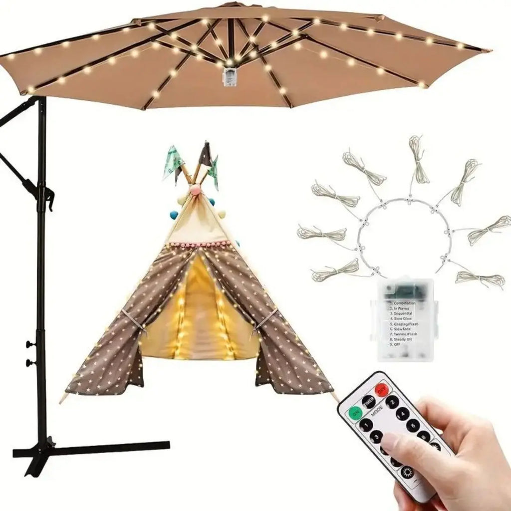 Light Up Patio Yard Umbrella Battery Powered 104 LED Outdoor Zpaxo
