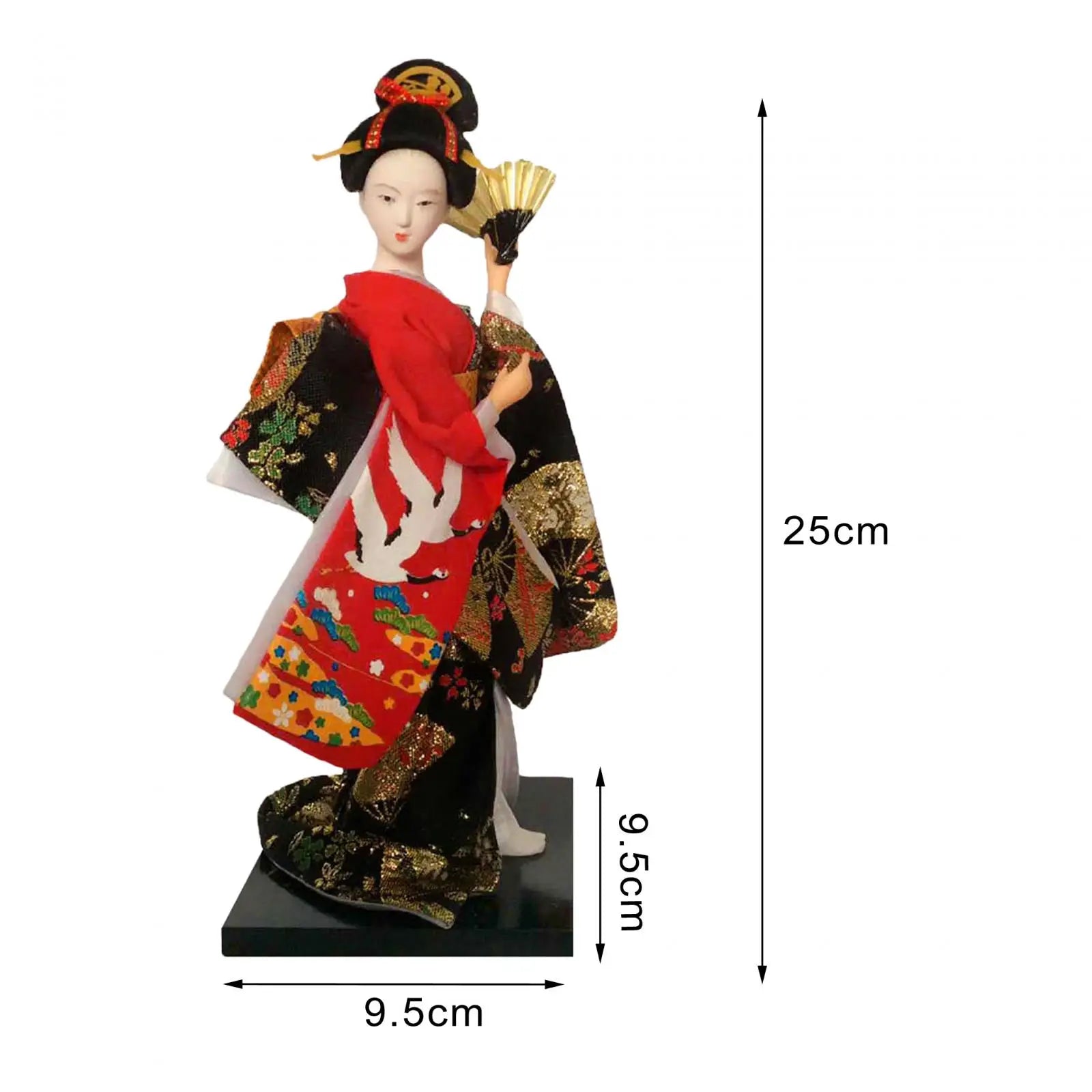 Japanese Geisha 9" Free Standing Oriental Ancient Kabuki Girl Statue Kimono Dolls Ornament for Shelf Table Home Office Decor Zpaxo Red