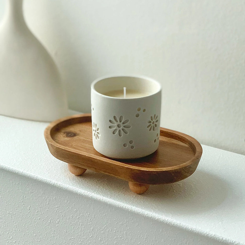 Small Wood Pedestal Stand for Counter Table Tabletop Centerpieces Decorative Tray Wood Pedestal Riser for Kitchen Counter Decor Zpaxo