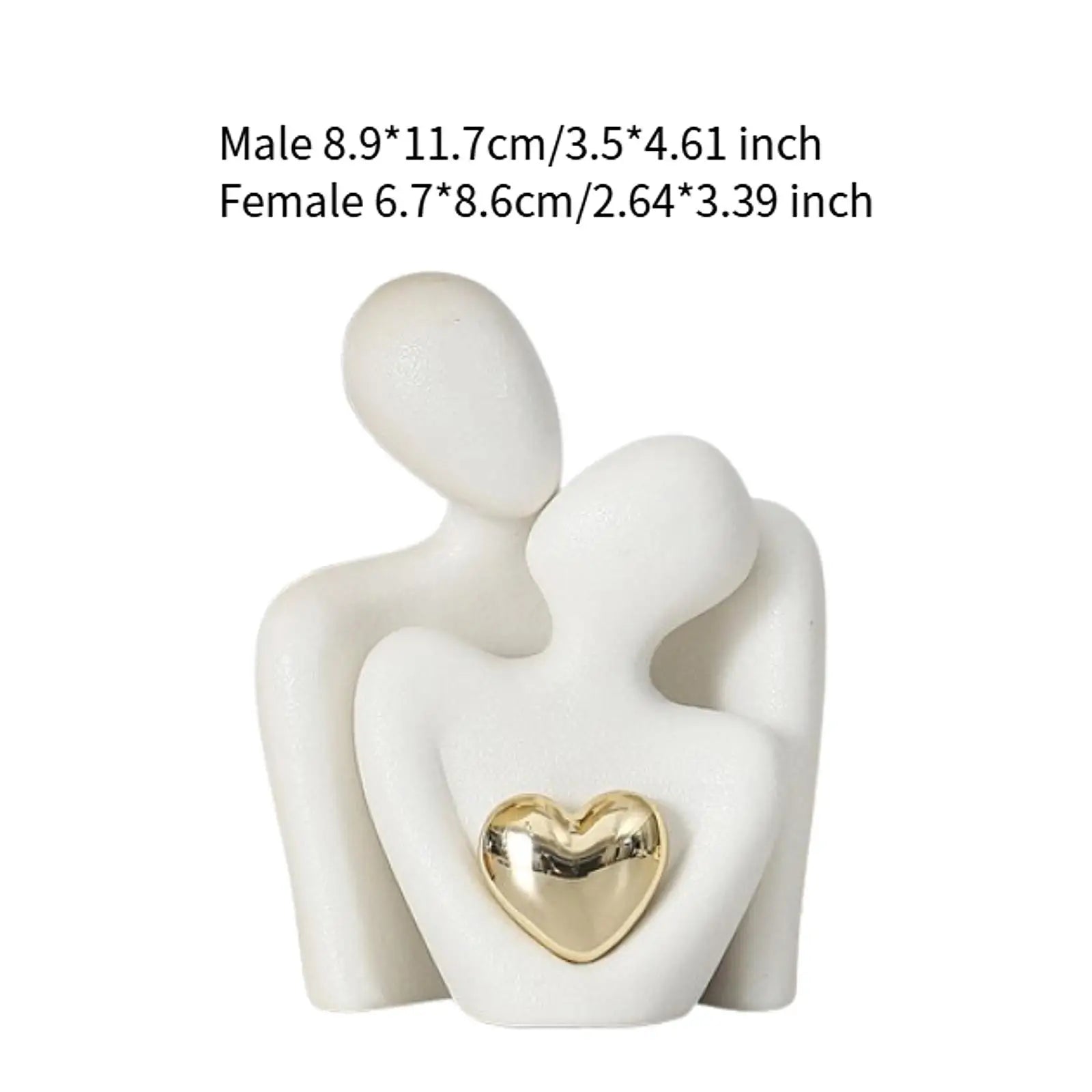 Hugging Couple Ceramic Figurine – Romantic Gift & Home Decor Couple Figurine Zpaxo White M