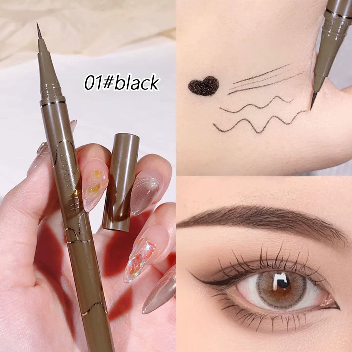 0.05mm slim eyeliner is smooth and durable, slim, quick-drying, long-lasting eyeliner, 4 colors, waterproof, non-smudging Zpaxo 01