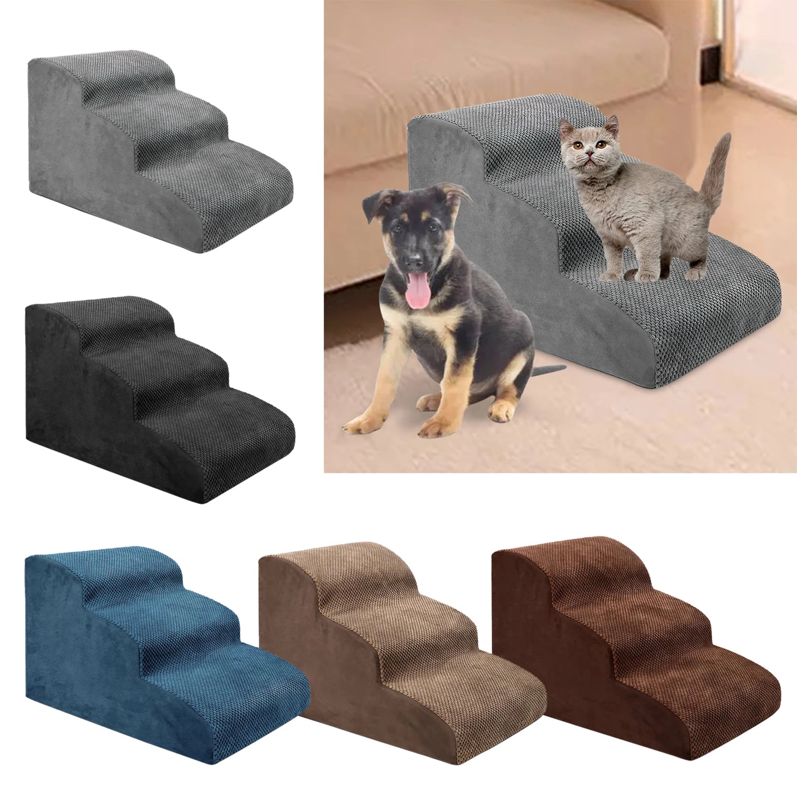 Pet Dog Ladder Pet Stairs Couch Cat Ramp High Bed Cat Rabbits Small Large Dogs Nonslip Washable Kitty Kitten Bedding Cat Stair Zpaxo