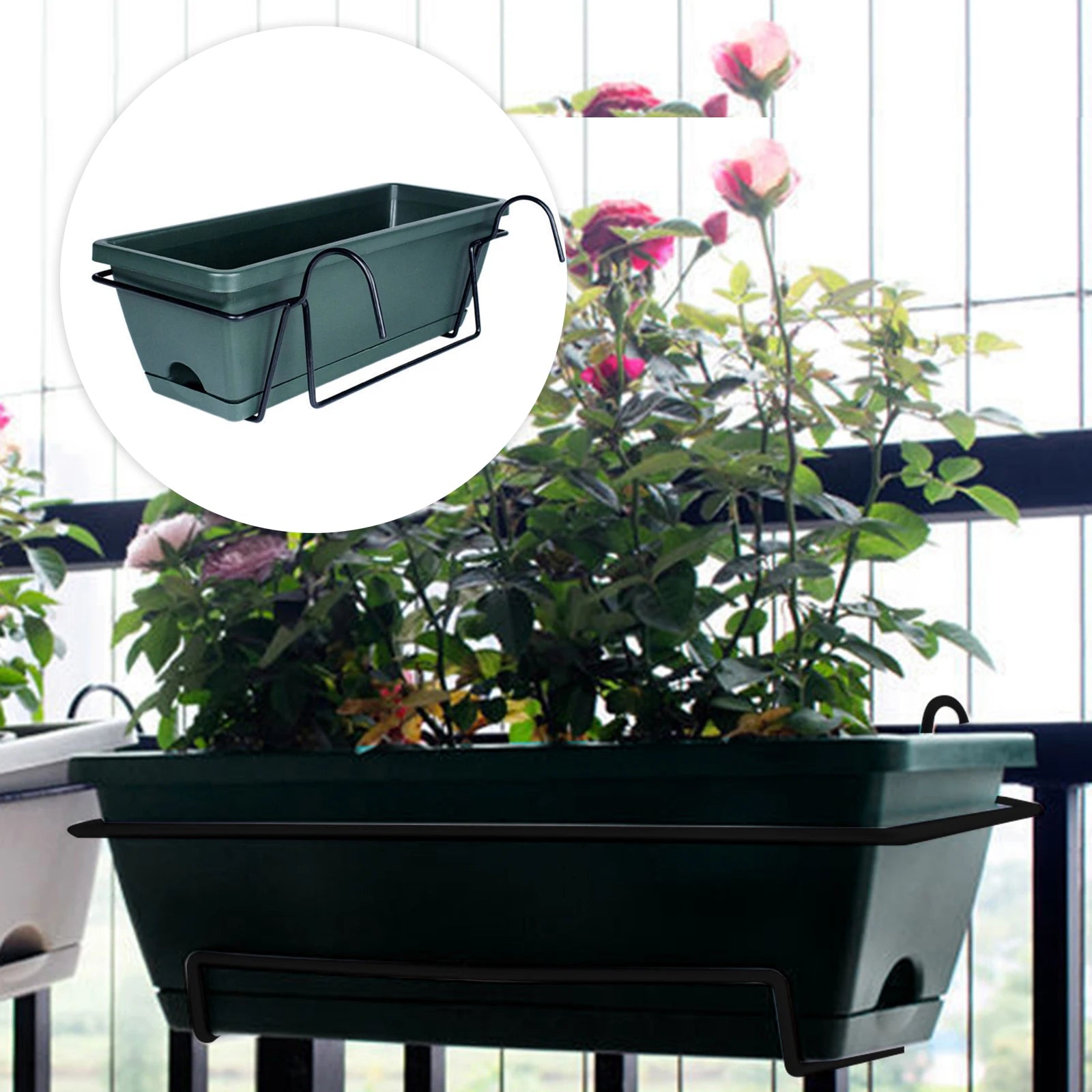 Hanging Planter For Balcony Railing Planter Ornament Hanging Flower Pot Window Box Planter for Farmhouse Rectangular Plant Baske Zpaxo