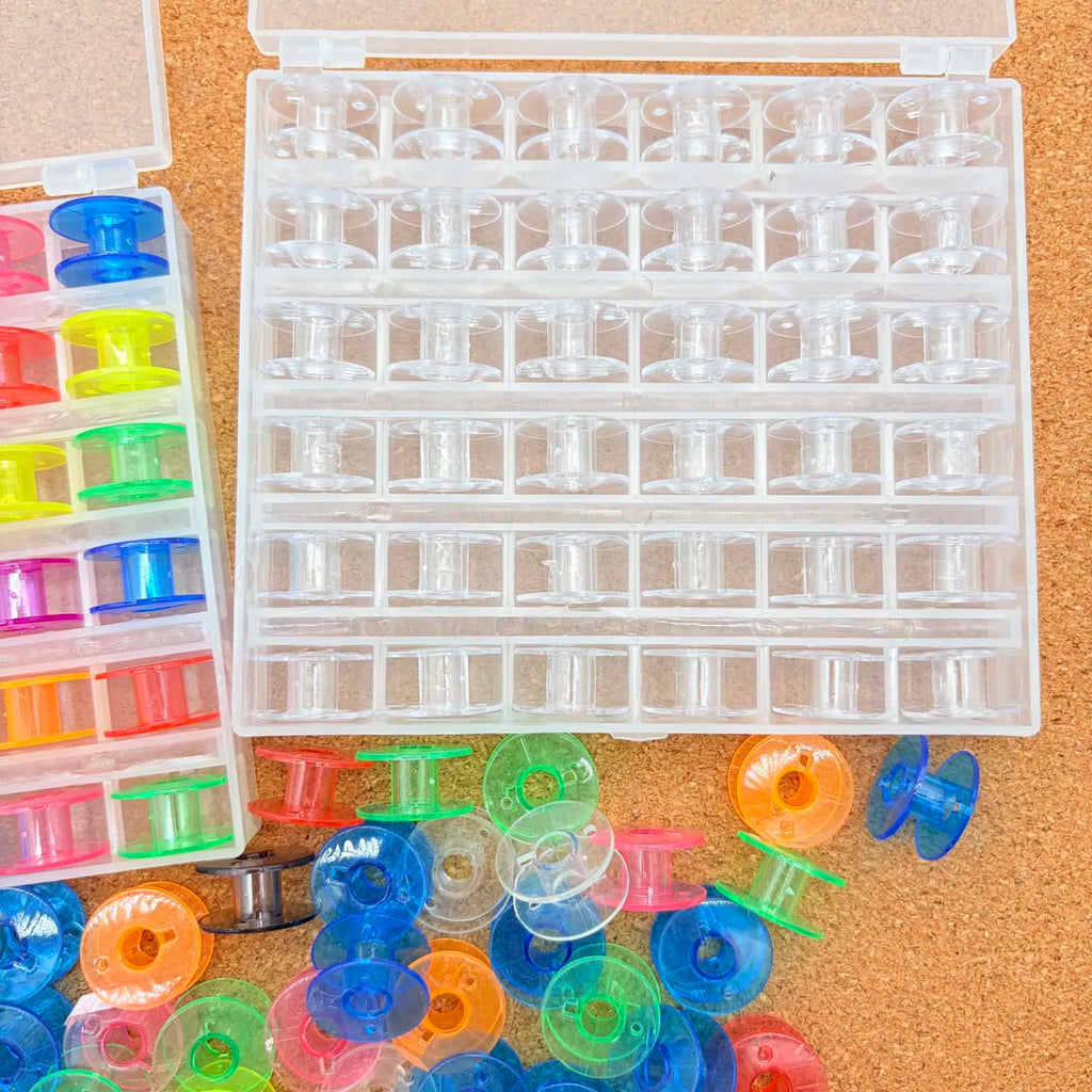 25/36pcs Home Sewing Machine Bottom Thread Bobbin Set Sewing Accessories Clear Plastic Spools with Storage Box for Brother Janom Zpaxo