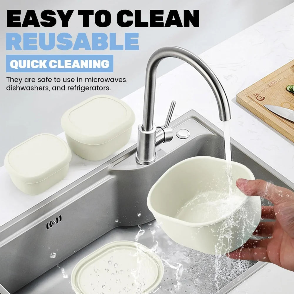 Reusable silicone containers - Large silicone food storage containers, BPA-free, airtight, dishwasher and refrigerator safe Zpaxo