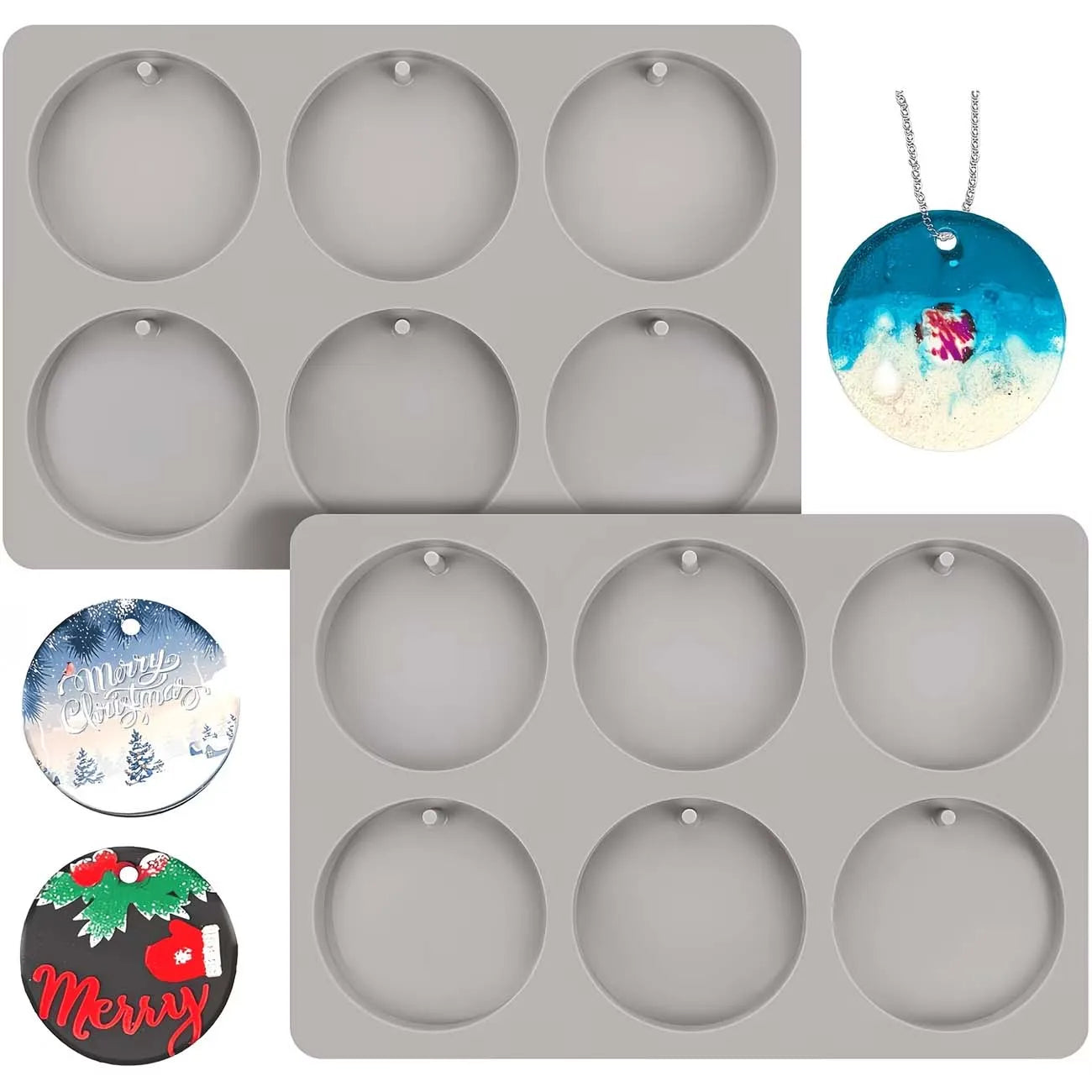 2-Pack Round Silicone Resin Molds – DIY Pendant & Candlestick Silicone Resin Mold Zpaxo