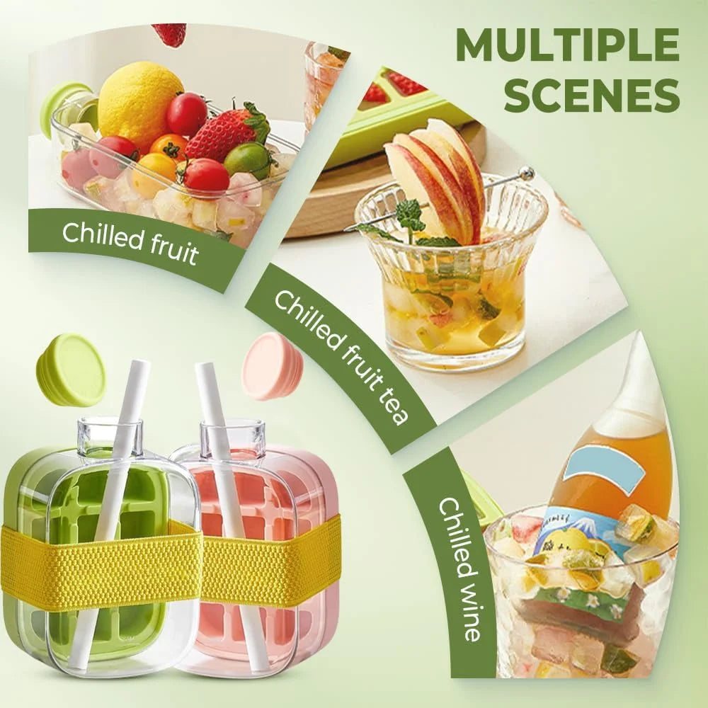 Ice Cube Bottle Straw 1 Touch-free Push-type Making Easy Release Zpaxo