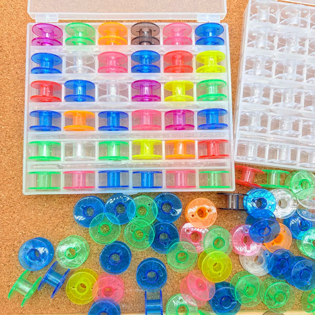 25/36pcs Home Sewing Machine Bottom Thread Bobbin Set Sewing Accessories Clear Plastic Spools with Storage Box for Brother Janom Zpaxo