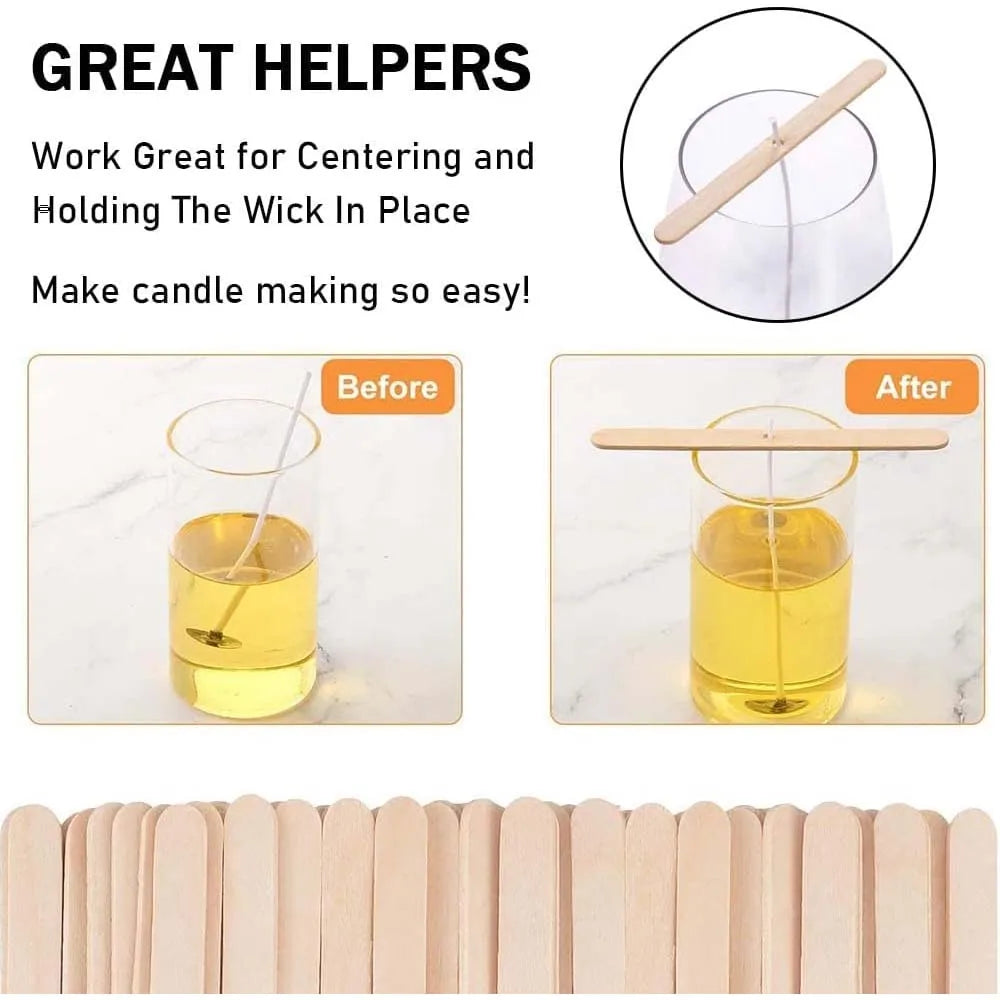 50-Pack Wooden Candle Wick Holders – DIY Centering Tool Candle Making Tool Zpaxo