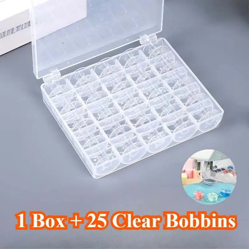 25pcs Plastic Sewing Machine Bobbins with Storage Box for Sewing Projects Craft Supplies -with Bobbins & Spools Zpaxo 1box colorful