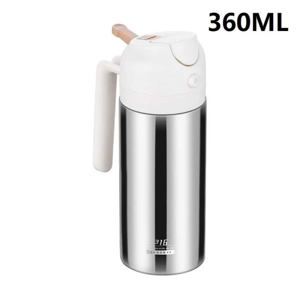 Two-in-one Oil Dispenser Stainless Steel Spray Bottle Can Be Refilled Zpaxo 360ML white