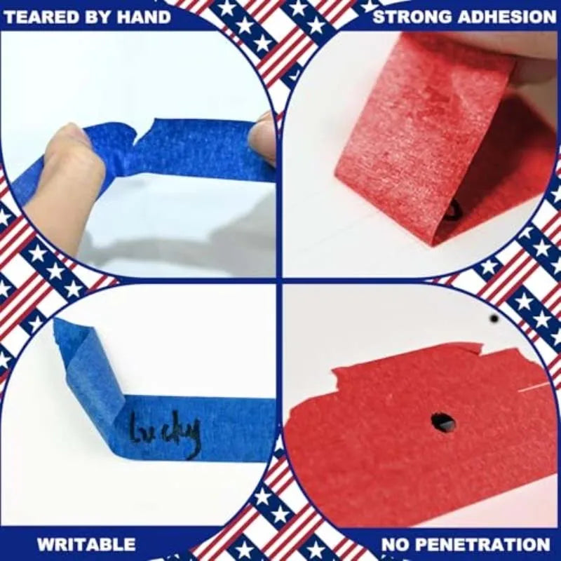 3-Roll Painters Masking Tape – Red, Blue & White | 10mm Masking Tape Set Zpaxo