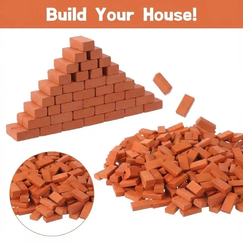 1:35 Scale Mini Red Bricks 70/140pcs – Miniature Model Building Miniature Model Bricks Zpaxo