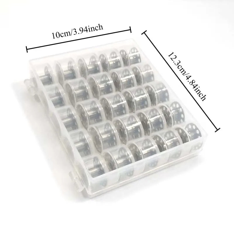 25pcs Sewing Machine Bobbins Spools Empty Bobbins Spools Sewing Machine Plastic Storage Box For Home Sewing Accessories Tools Zpaxo