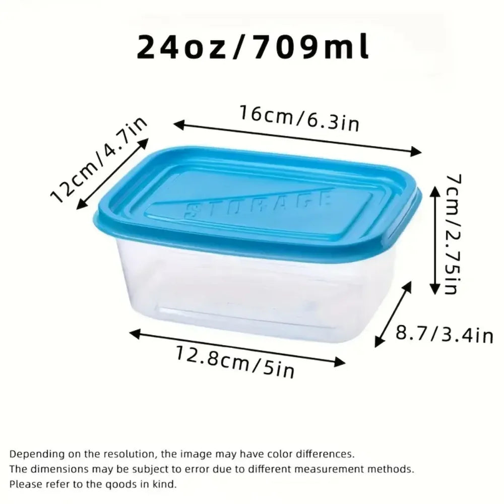Six 709-milliliter Rectangular Plastic Food Containers with Colorful LIDS, Lunch Boxes, Suitable for Storing Fruits and Food Zpaxo