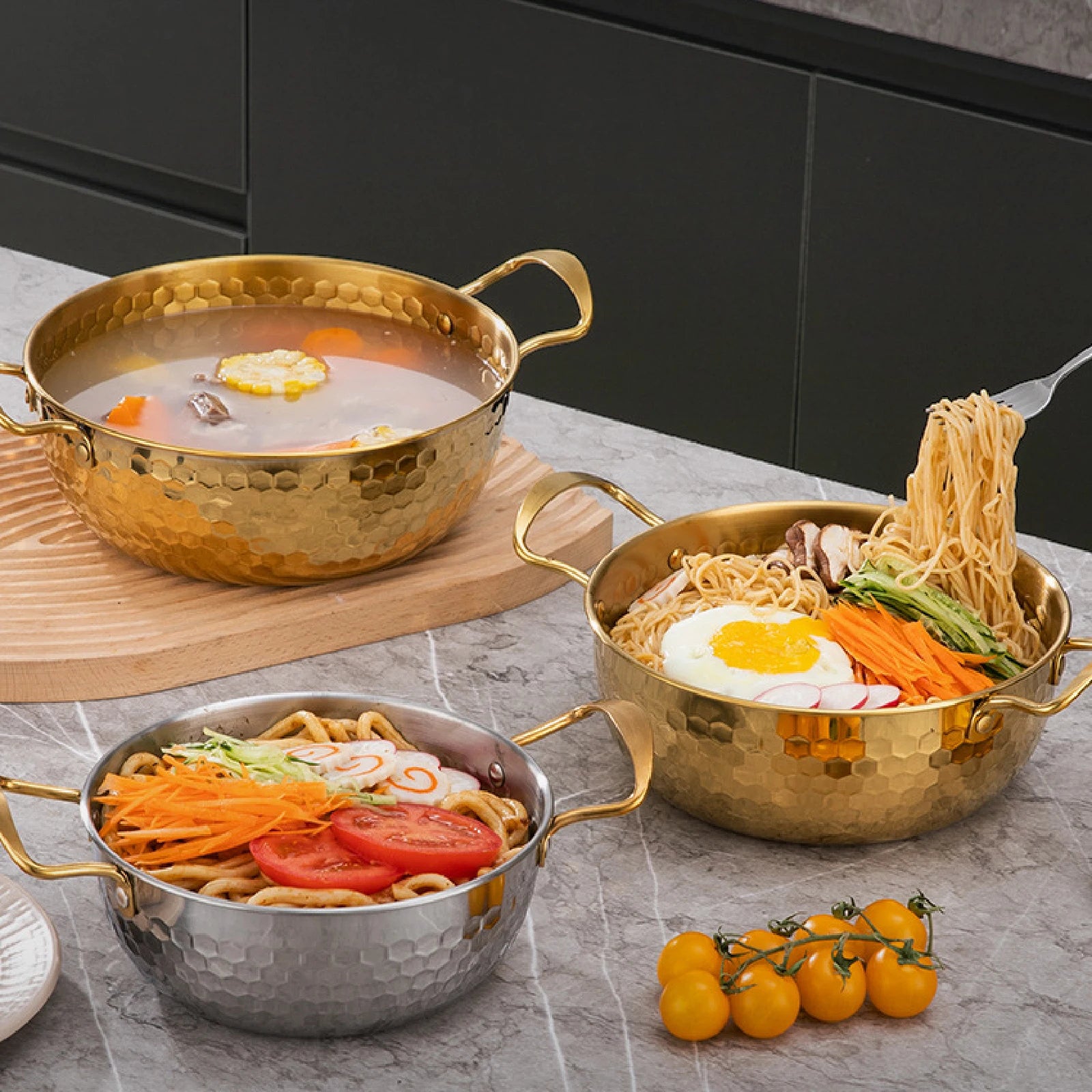 Korean Ramen Cooking Pot Suitable for All Stoves Quick Heating Ramyun Kimchi Cooker for Camping Beach Patio Dinner Parties Curry Zpaxo