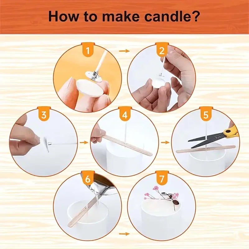 50pcs Candle Wick Making Kit, with 5pcs Candle Wick Holder and 60pcs Glue Point, Suitable for Soybean Beeswax Make Candles Zpaxo