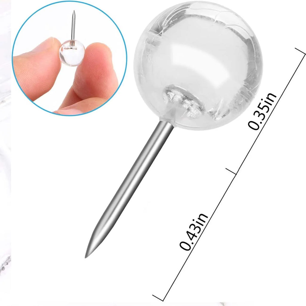 Transparent Push Pins for Cork Board – Round Ball Thumb Tacks Decorative Push Pins Zpaxo